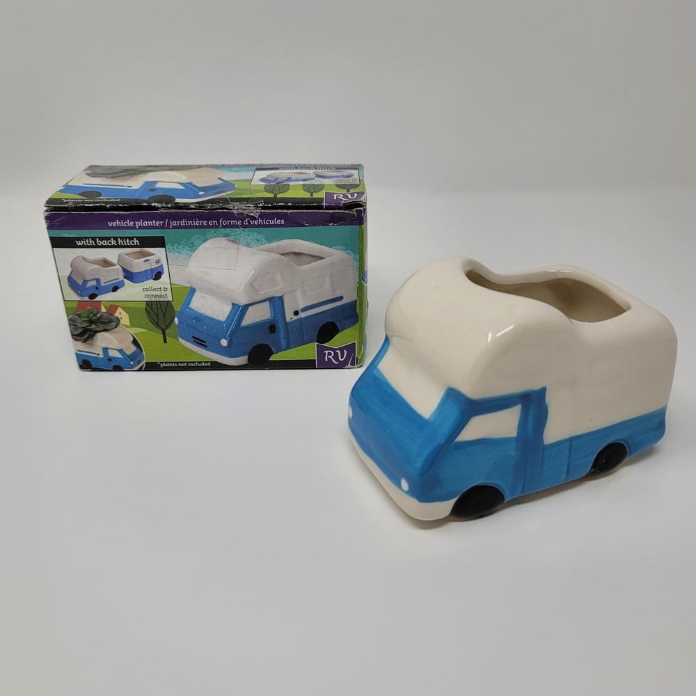 Ceramic RV Camper Van Vehicle‎ Planter Succulent Small Plants Home Decor New